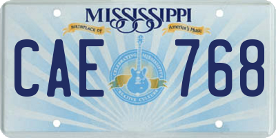 MS license plate CAE768