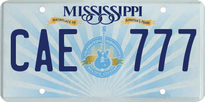MS license plate CAE777