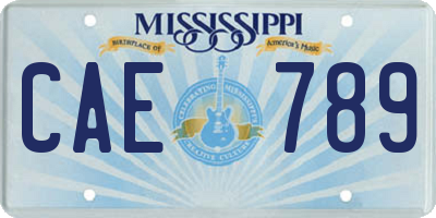 MS license plate CAE789