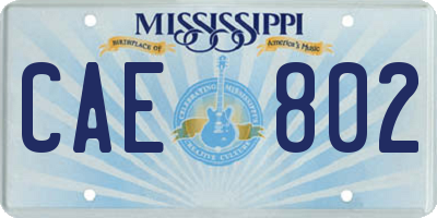 MS license plate CAE802