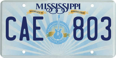 MS license plate CAE803