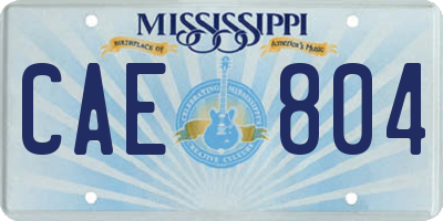 MS license plate CAE804
