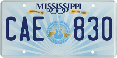 MS license plate CAE830