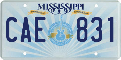 MS license plate CAE831