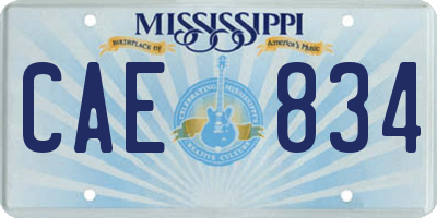 MS license plate CAE834