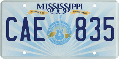 MS license plate CAE835