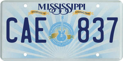 MS license plate CAE837