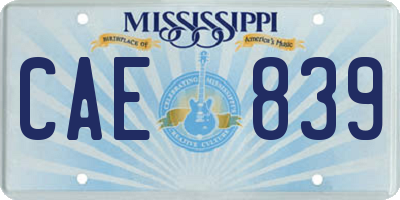 MS license plate CAE839