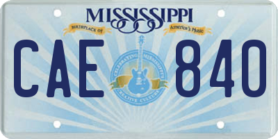 MS license plate CAE840