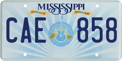 MS license plate CAE858