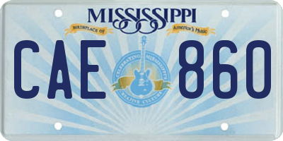 MS license plate CAE860