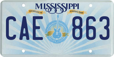 MS license plate CAE863