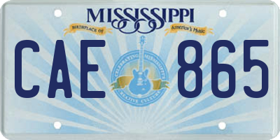 MS license plate CAE865