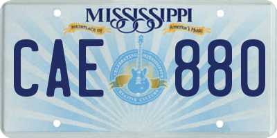 MS license plate CAE880
