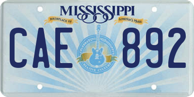 MS license plate CAE892