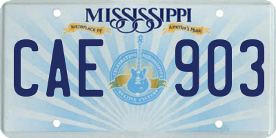 MS license plate CAE903