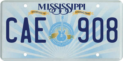 MS license plate CAE908