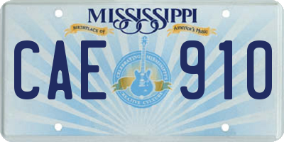 MS license plate CAE910