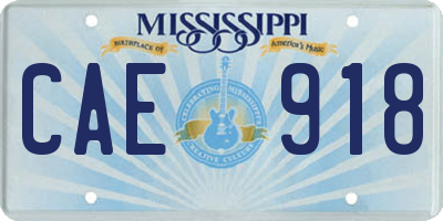MS license plate CAE918