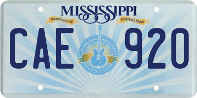 MS license plate CAE920