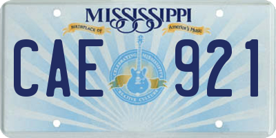 MS license plate CAE921