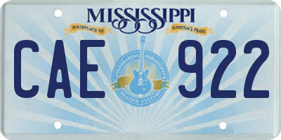 MS license plate CAE922