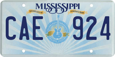 MS license plate CAE924