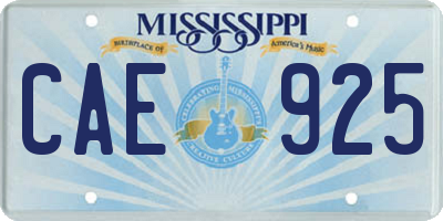 MS license plate CAE925