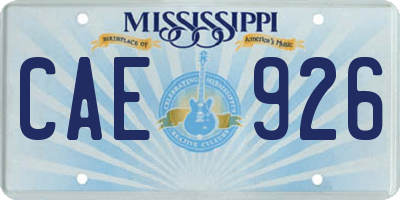 MS license plate CAE926