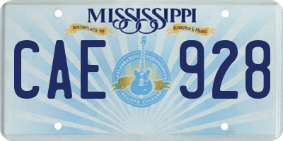 MS license plate CAE928