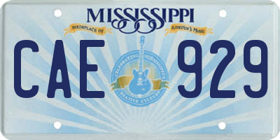 MS license plate CAE929