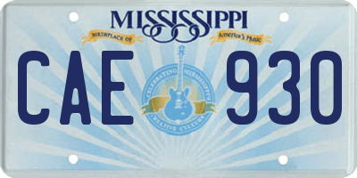MS license plate CAE930