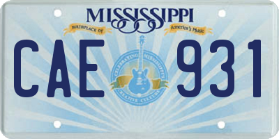 MS license plate CAE931
