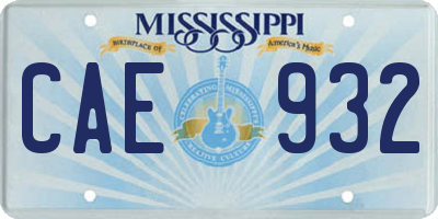 MS license plate CAE932