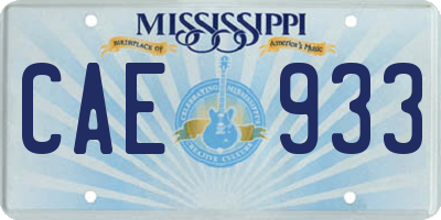 MS license plate CAE933