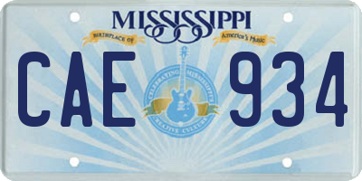MS license plate CAE934