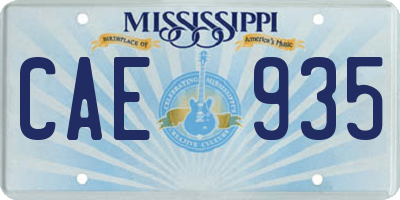 MS license plate CAE935
