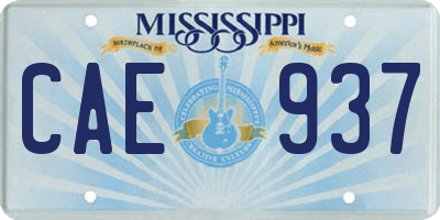 MS license plate CAE937
