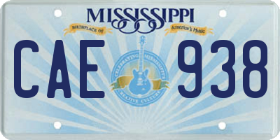 MS license plate CAE938