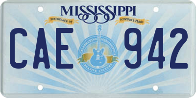 MS license plate CAE942
