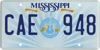 MS license plate CAE948