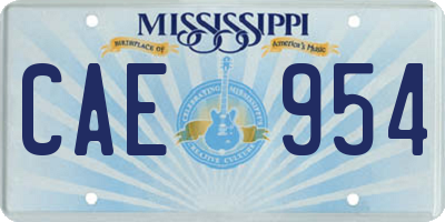 MS license plate CAE954