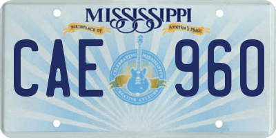 MS license plate CAE960