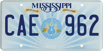 MS license plate CAE962