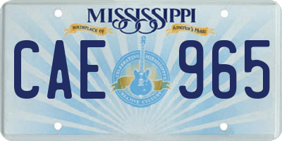 MS license plate CAE965