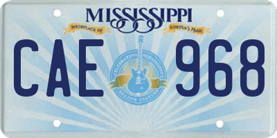 MS license plate CAE968