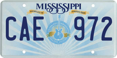 MS license plate CAE972