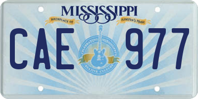 MS license plate CAE977