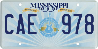 MS license plate CAE978