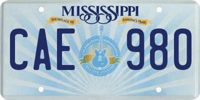 MS license plate CAE980